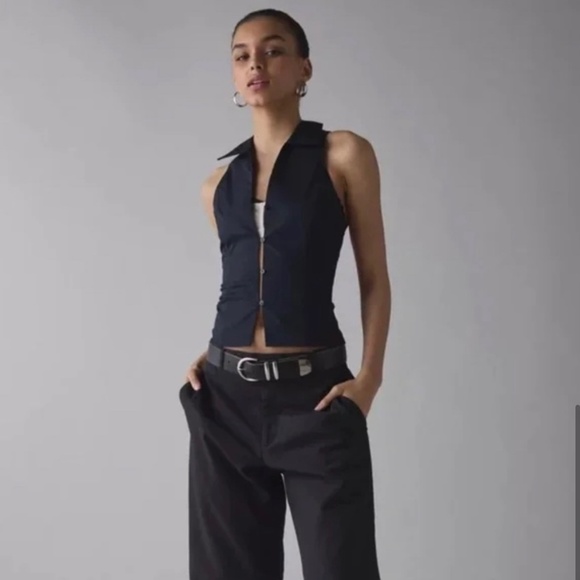 Urban Outfitters UO Party Girl Black Button Down Sleeveless Y2K Top Womens Small - Picture 5 of 5